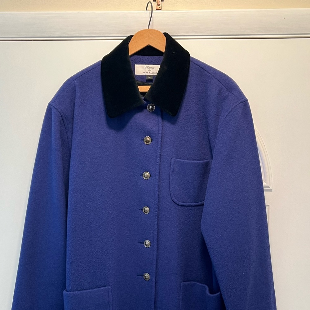 Anne Klein Purple Pea Coat with Dark Collar